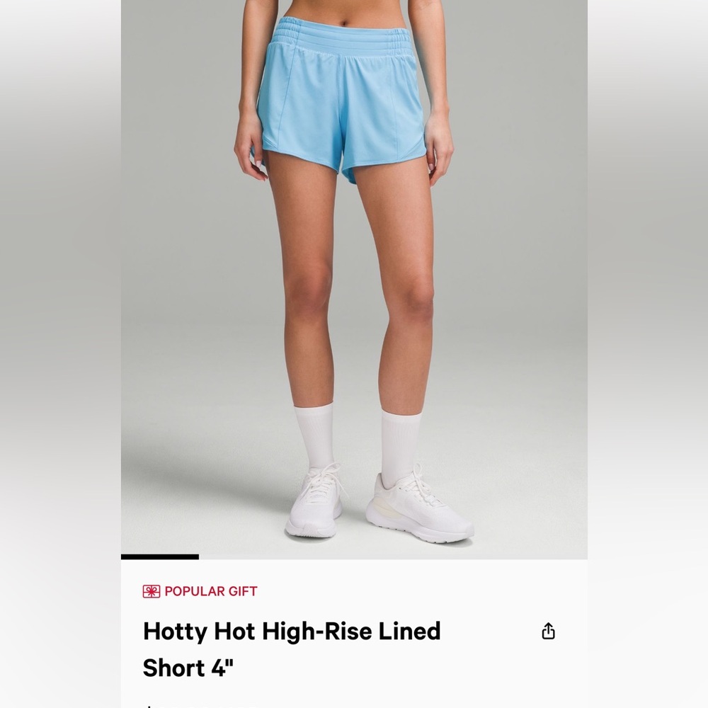 RARE Lululemon Electric Turquoise Hotty Hot 4in Size 16
